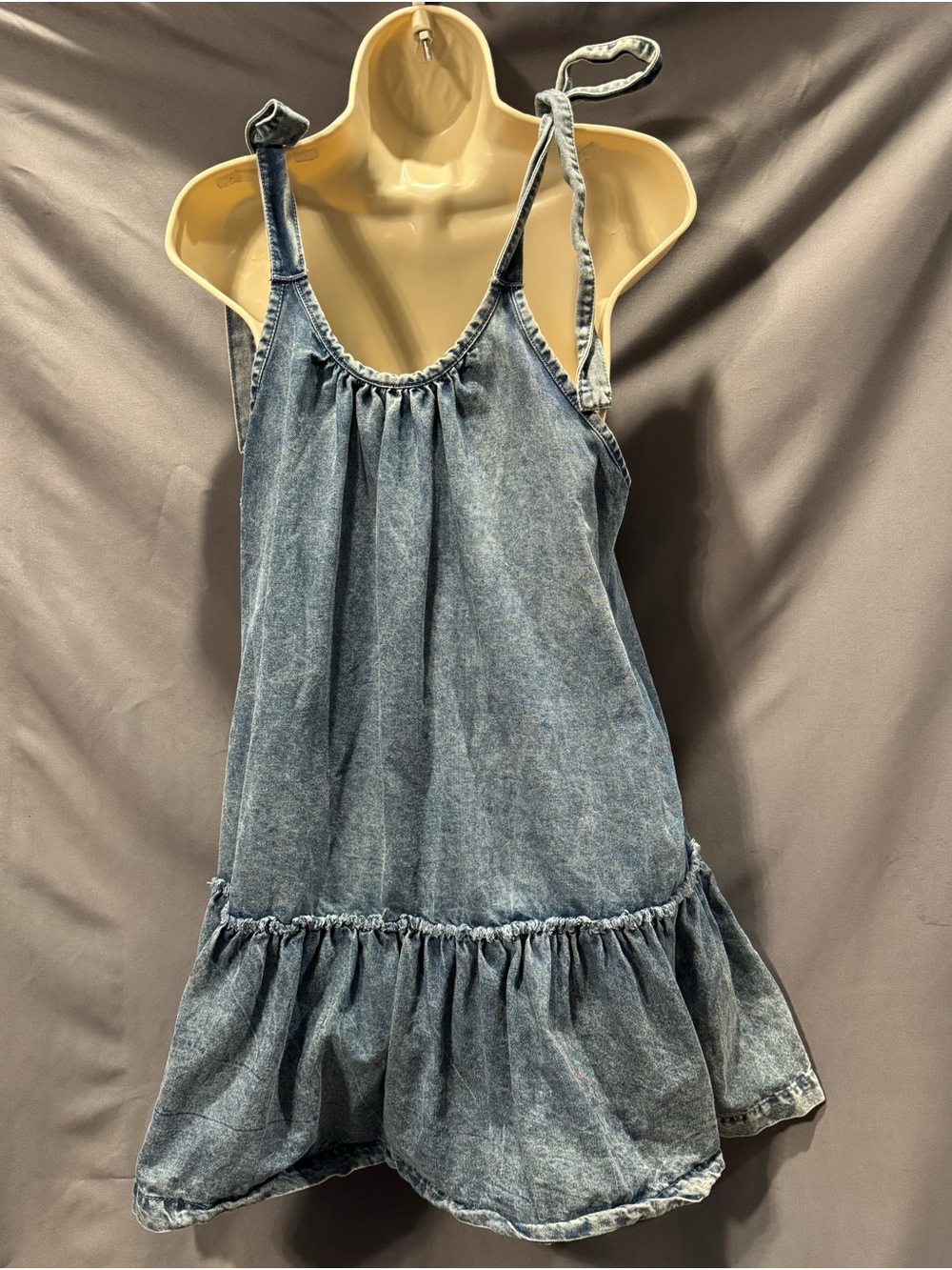 Denim Dress for Women Tie Shoulder Sleeveless Denim Mini Dress Casual Flowy - Picture 10 of 11